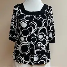 Cha Cha Vente Black/White Print Blouse