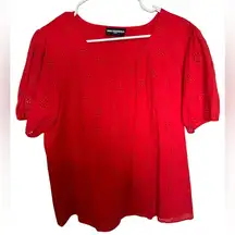 Karl Lagerfeld Paris Red Eyelet Blouse
Measurements in pictures