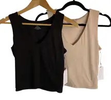 NEW Better Together Women's Black and Tan V-Neck Tank Tops Size Medium