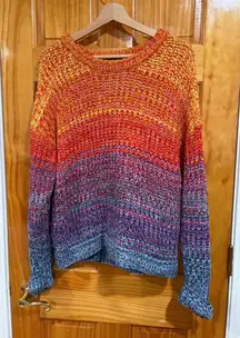 525 America Multicolor Chunky Knit Ombre Sweater Women’s L Rainbow Knit