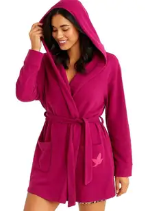 Aerie Hooded Belted Lounge Cardigan Fuchsia Pink Cotton Blend LS XL Cozy Warm