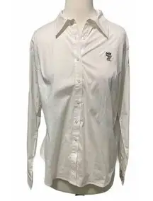 Disneys Mickey Mouse Statue of Liberty Button Down Long Sleeve Shirt White Large