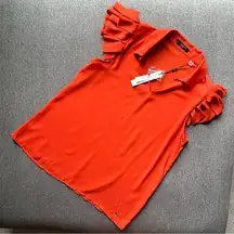 T Tahari // Orange Blouse Top