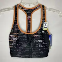 Champion Absolute Sport Bra Sz Medium Orange/Gray/Black Stripe