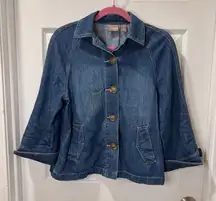 Chico's A-line Denim Jacket with 3/4 length sleeves-100% Cotton SZ‎ 0/4