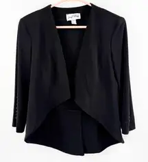Joseph Ribkoff Jacket Size 4 Open Blazer Black Shoulder Pads Lightweight Stretch