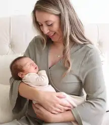 Caden Lane Mommy Robe Eucalyptus green waffle one size bamboo