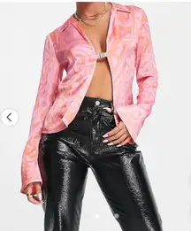 Womens Asos Design Slim Fit Long Sleeve Shirt With Hardware Fastening