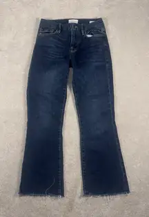 Frame Denim Le Crop Mini Boot Size 24 Raw Hem Fray Dark Wash Mid Rise