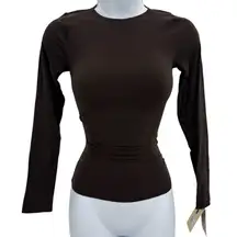 Spanx "On Top And In Control" Classy Slimming Dark Brown Long Sleeve Top Size M