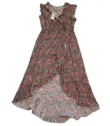 GRECERELLE Women's Summer Casual Cross V Neck Boho High-Low Maxi Dress Size 2XL