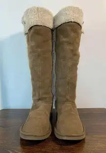 Juicy Couture Women's Foldover Faux Fur Suede Tall Winter Boots Tan Size 7