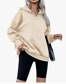 Zeagoo size large sweatshirt quarter zip, stand-up collar