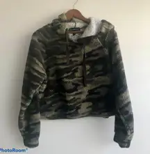 Cropped Camo Fleece Hoodie