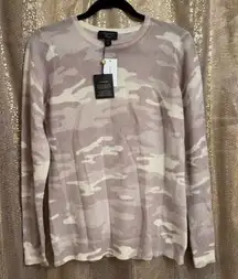 Charter Club 100% Cashmere Light Camo Print Taupe Crewneck Sweater Med NWT