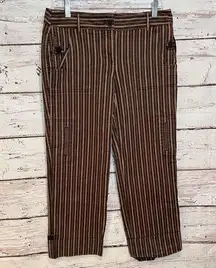 Denim Cropped Jeans with Brown/Tan Stripes-6