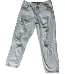 Wild Fable Distressed‎ Mom Jeans Light Wash Ripped Denim High Rise Size 10