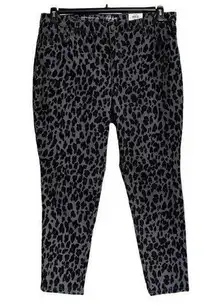 Style & Co SZ 18W Curvy Skinny Jeans Leopard Print Mid-Rise Stretch Gray Black