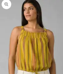 prAna NWT  Yellow Striped Little Palm Colorway Leapfrog Stripe Women Small Cami