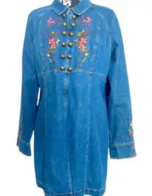 Acacia Embroidered Denim Jacket with Floral Accents