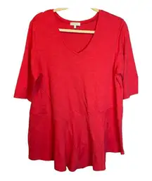 Habitat Clothes to Live in Blouse Women's Size Medium 3/4‎ Sleeve V Neck Pink