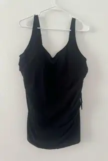 L.L. Bean Black Side Tie Slimming Sunblocking One Piece Swimsuit NWT Size 22W