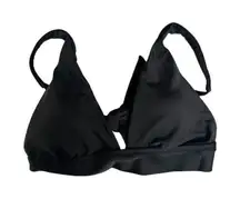 Aerie Swim Bikini Top Size Small Solid Black Tie Back Adjustable Strap NWT