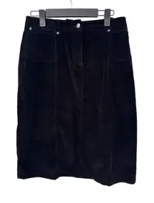Woolrich Western Corduroy Midi Skirt Womens 8‎ Black Cotton Pockets