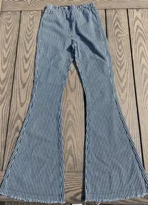 Altar’d State Size Small Pinstriped Flare Bellbottom Pull-on Jeans White & Blue