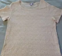 White Stag womens top pale yellow textured large short sleeve