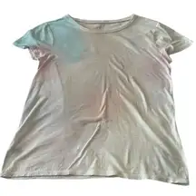 Loft outlet size L short sleeve white with multi colors all over T-shirt EUC