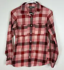 The North Face Red and Pink Plaid Cotton Button Down Shirt XS