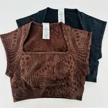 Gymshark L Gymshark Adapt Animal X Whitney Seamless Crop Top Set