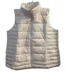 Lands’ End Women's Ivory Down Puffer Vest Size L Petite Lightweight Casu…