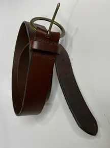 Gap brown genuine leather belt gold buckle women's size medium trendy casual