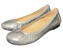 Vionic Women's Anita Leather Slip On Flats silver Geo Leather Size 8.5