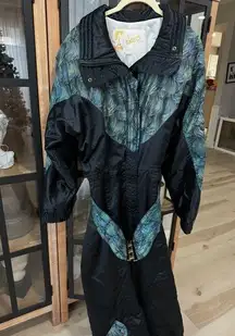 Vintage 70s SKEA Ski suit snowsuit jacket one piece embroidered knit pockets