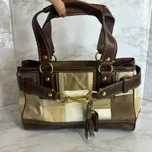 Coach Vtg  Patchwork Hampton Leather and Suede Tote Handbag