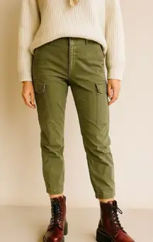 Nili Lotan French Crop Military Cargo Pants Size 2 Army Green Classic Minimalist