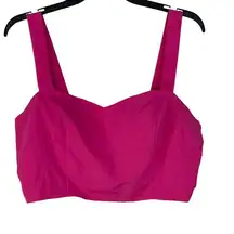 INC Jeannie Mai X-Large Crop Top Sweetheart Neck Sleeveless Smocked Zipper Pink