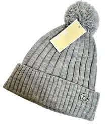Michael Kors Cable Knit Pom‎ Pom Beanie Women's One Size Gray Hat Preppy Chunky