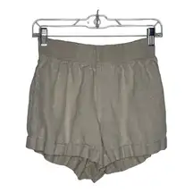 Reformation Womens Beige 100% Linen Elastic Waist Ruffled Hem Shorts Medium