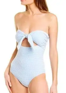 Moeva Bruna Gingham Baby Blue Swimsuit Size UK XS One Piece London NEW