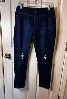 Sheila Rose  Stretch Skinny Pants XL Distressed Dark Blue  Comfy Leggings