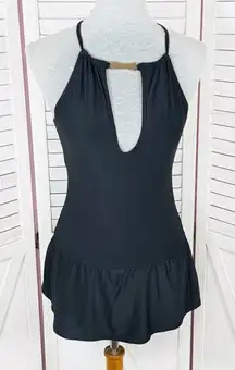 Kate Spade Crescent Bay High Neck Swim Dress Swimsuit Black Small