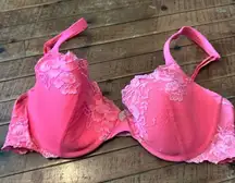 Victoria’s Secret pink barbiecore lace lined Demi 36C bra