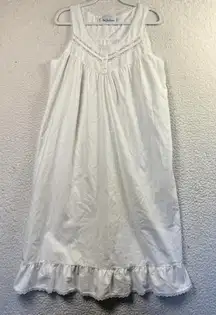Night Time Creations Nightgown Womens Small White Lace Trim Ruffle Hem Made USA