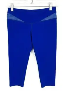 Splits59 Blue Cropped Leggings Mesh Panel Stretchy Activewear Small