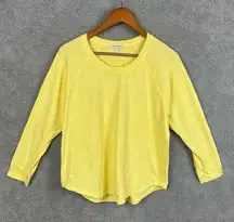 James Perse Long Sleeve Slub Tee Yellow Hawaii Screen Print on Back Size 3 (L)