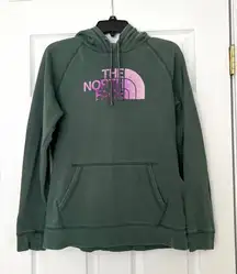 THE NORTH FACE hoodie green with pink purple logo size L